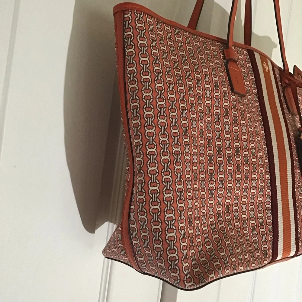 Tory Burch large Gemini link tote bag orange
